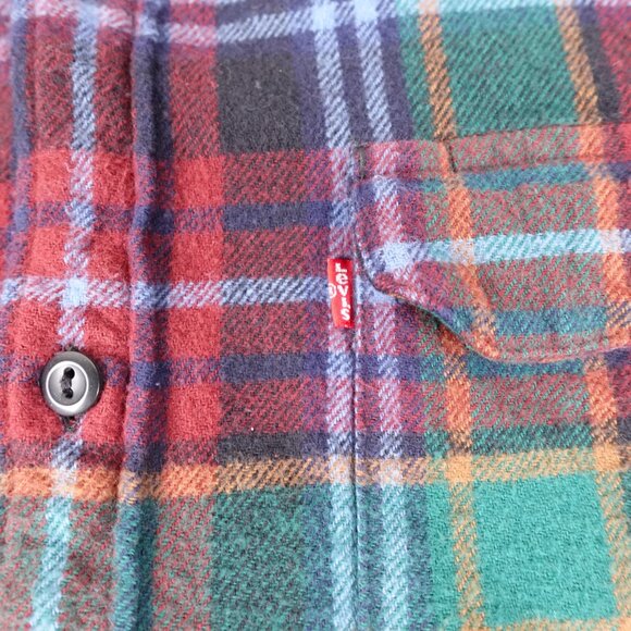 Levi's Plaid Flannel Shirt Men's XL 100% Cotton Tartan Buffalo Lumberjack - Picture 4 of 11